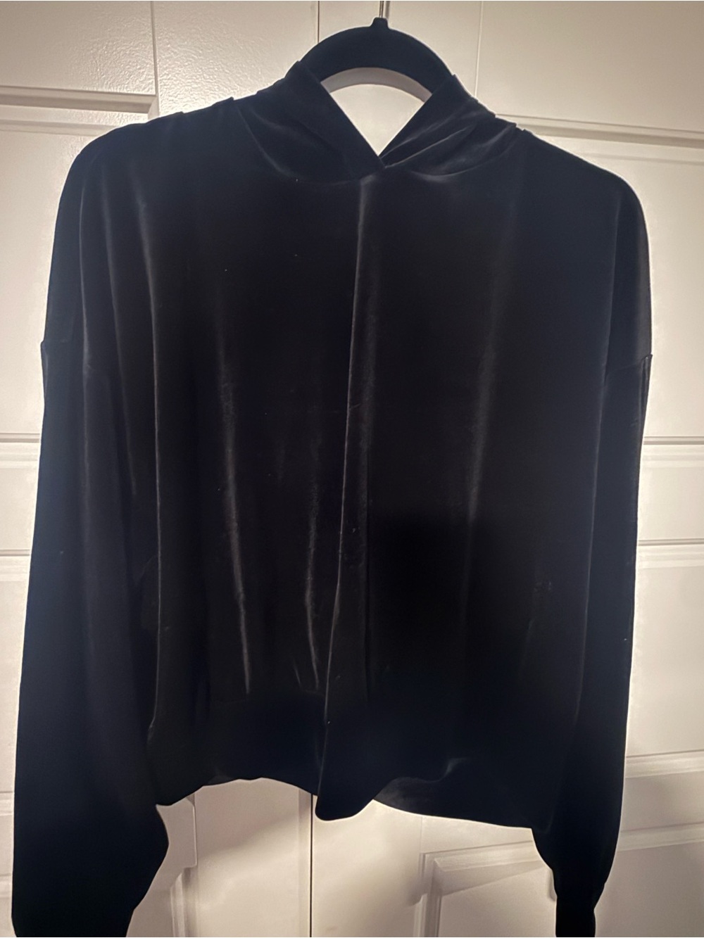 Express Black Velvet Hooded Sweatshirt